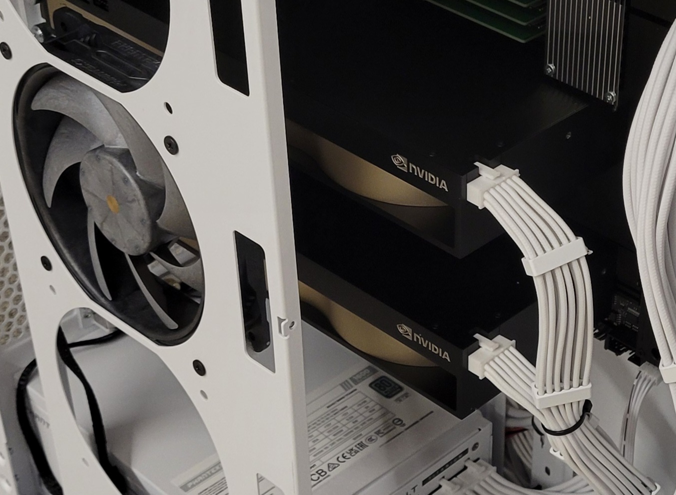 A desktop with two Nvidia GPUs.